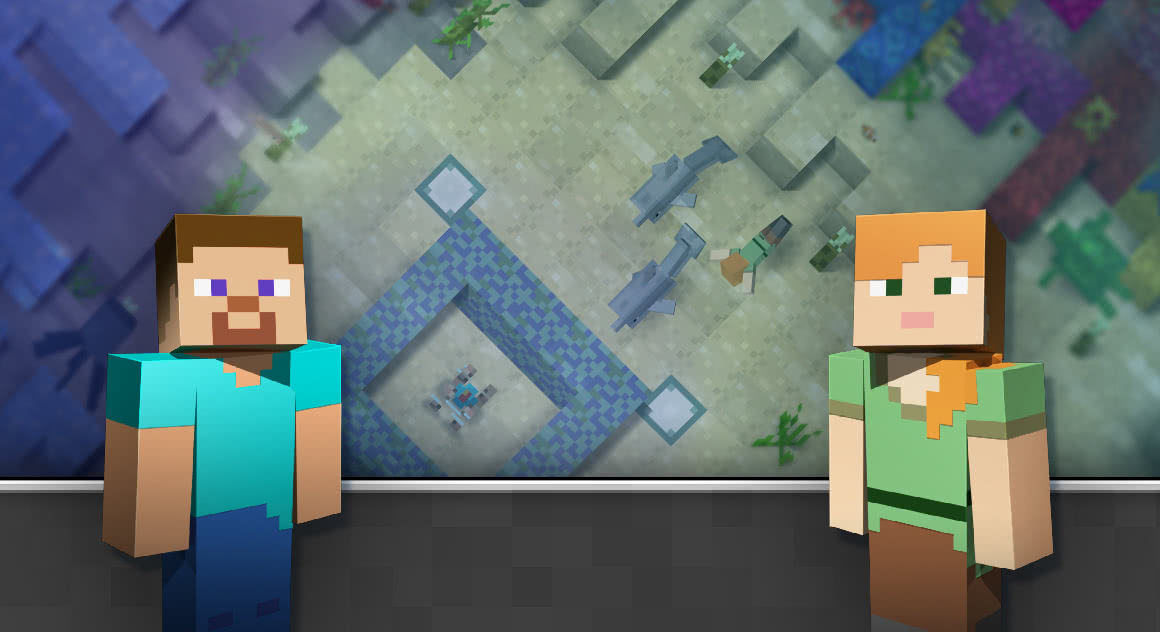 Steve and Alex from Minecraft are looking at you.